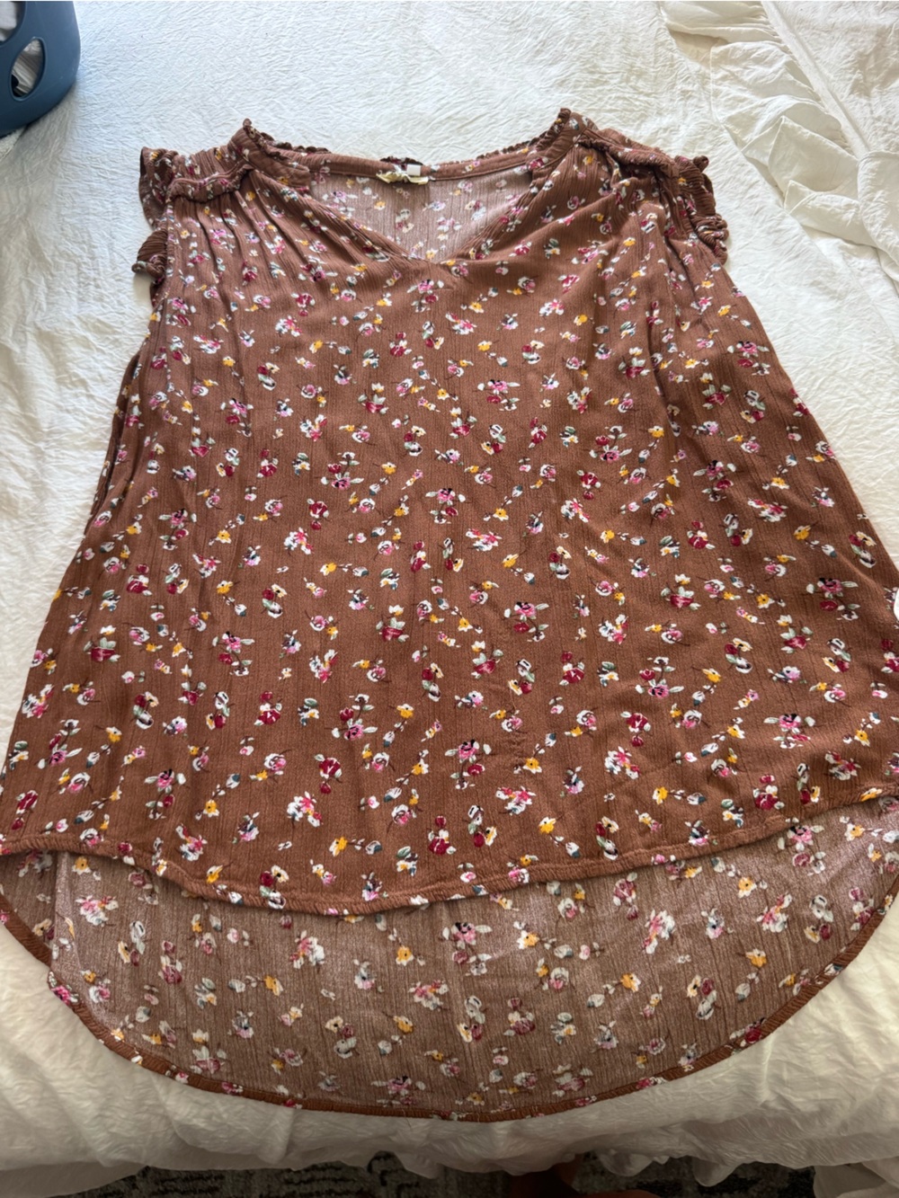 Mango Brown Floral Chemise with Pink & Yellow Accents
